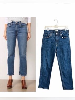 Agolde Kye Mid Rise Straight Crop Blue Jeans Size 28
